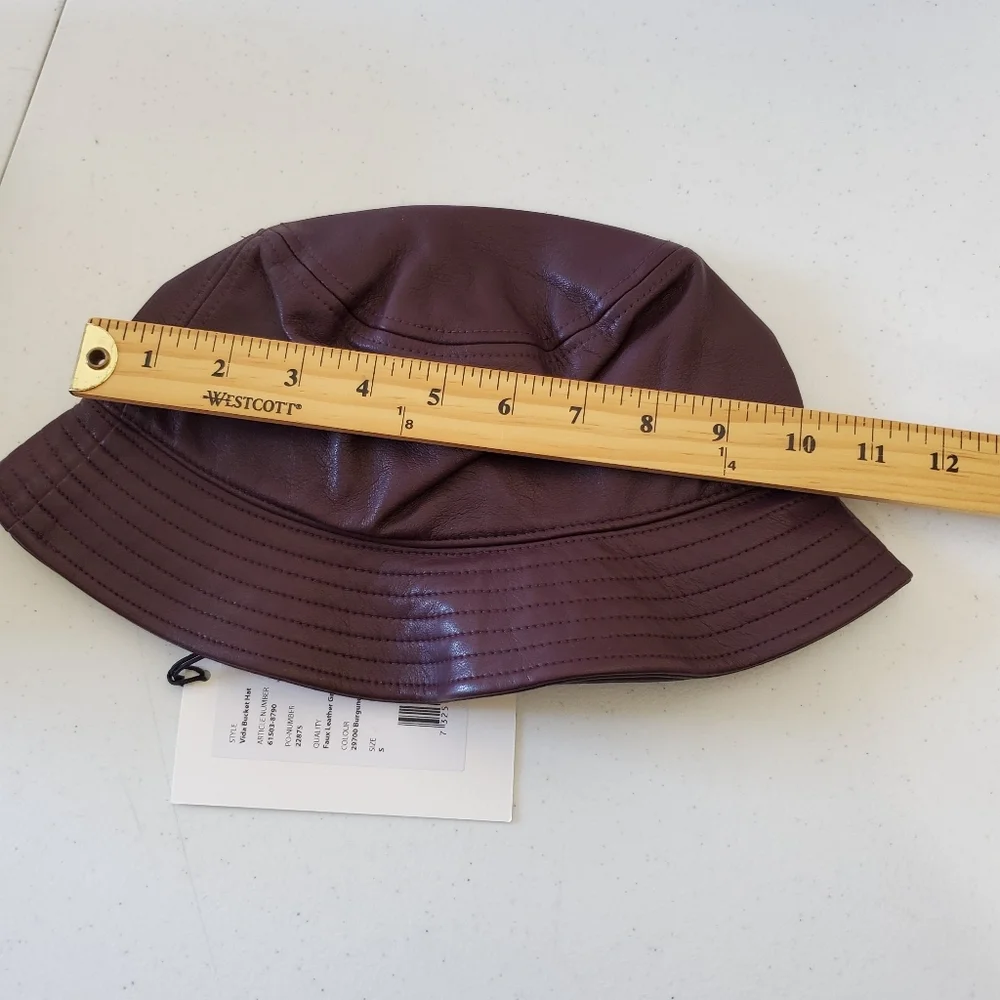 Stand Studio Vida Faux Leather Bucket Hat Burgundy Size Small NEW Streetwear